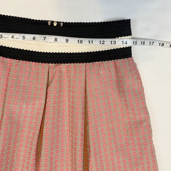 Maeve Anthropologie Polka Dot Pleated High Waisted Swing Skirt Size M Petite - Picture 4 of 15